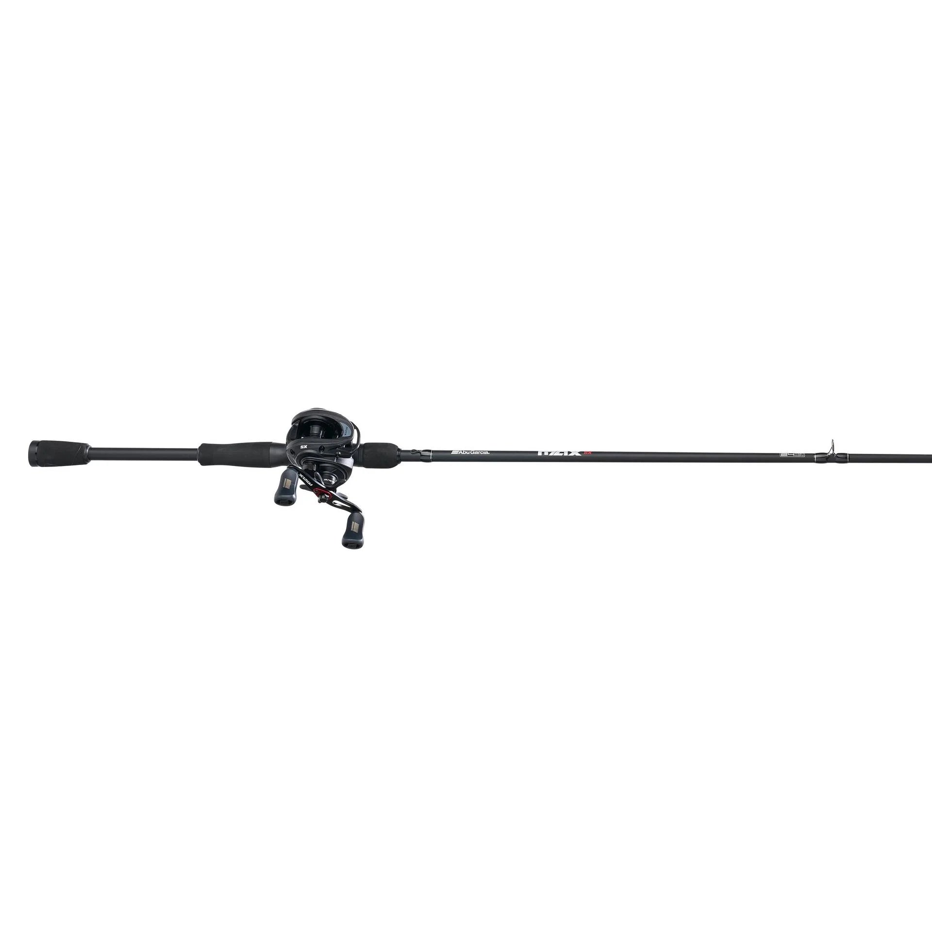 Fishing rod and reel set on a white background