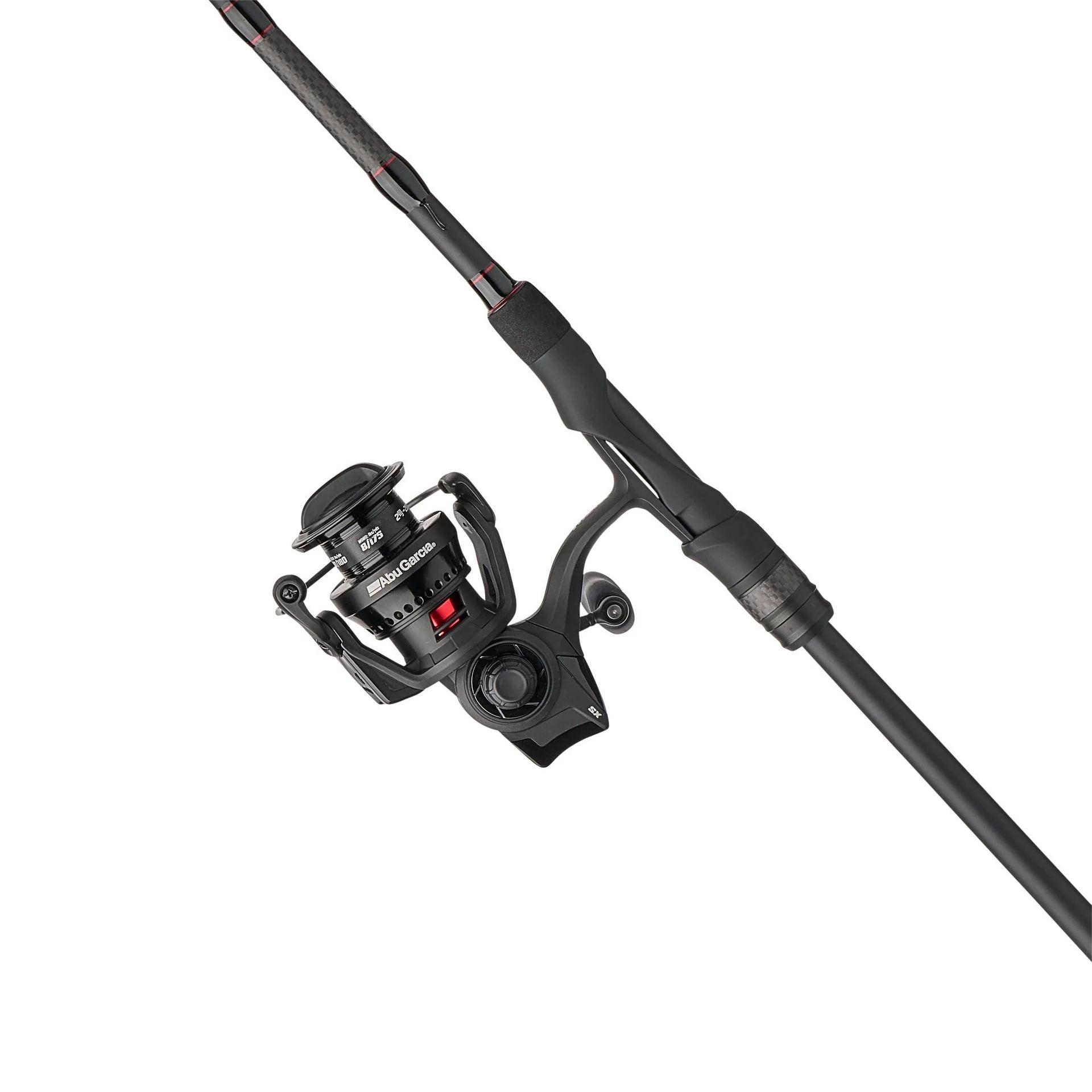 Fishing rod and reel combo on a white background