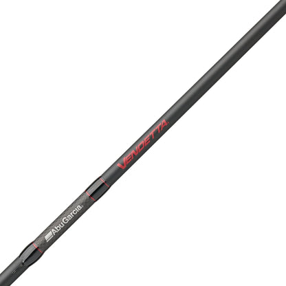 Black Abu Garcia Vendetta fishing rod on a white background