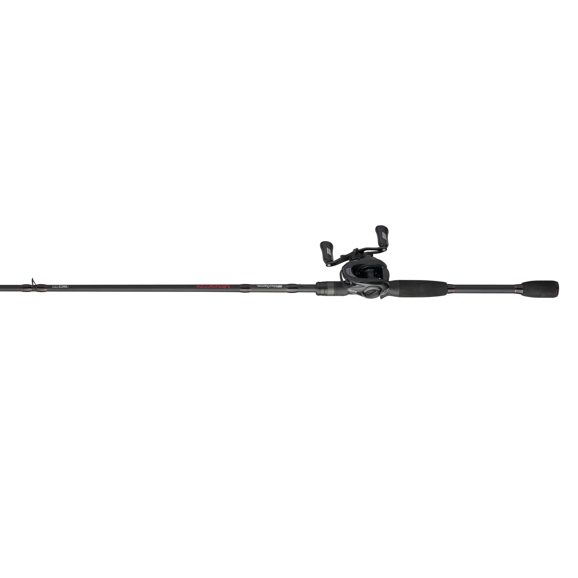 Fishing rod and reel set on a white background