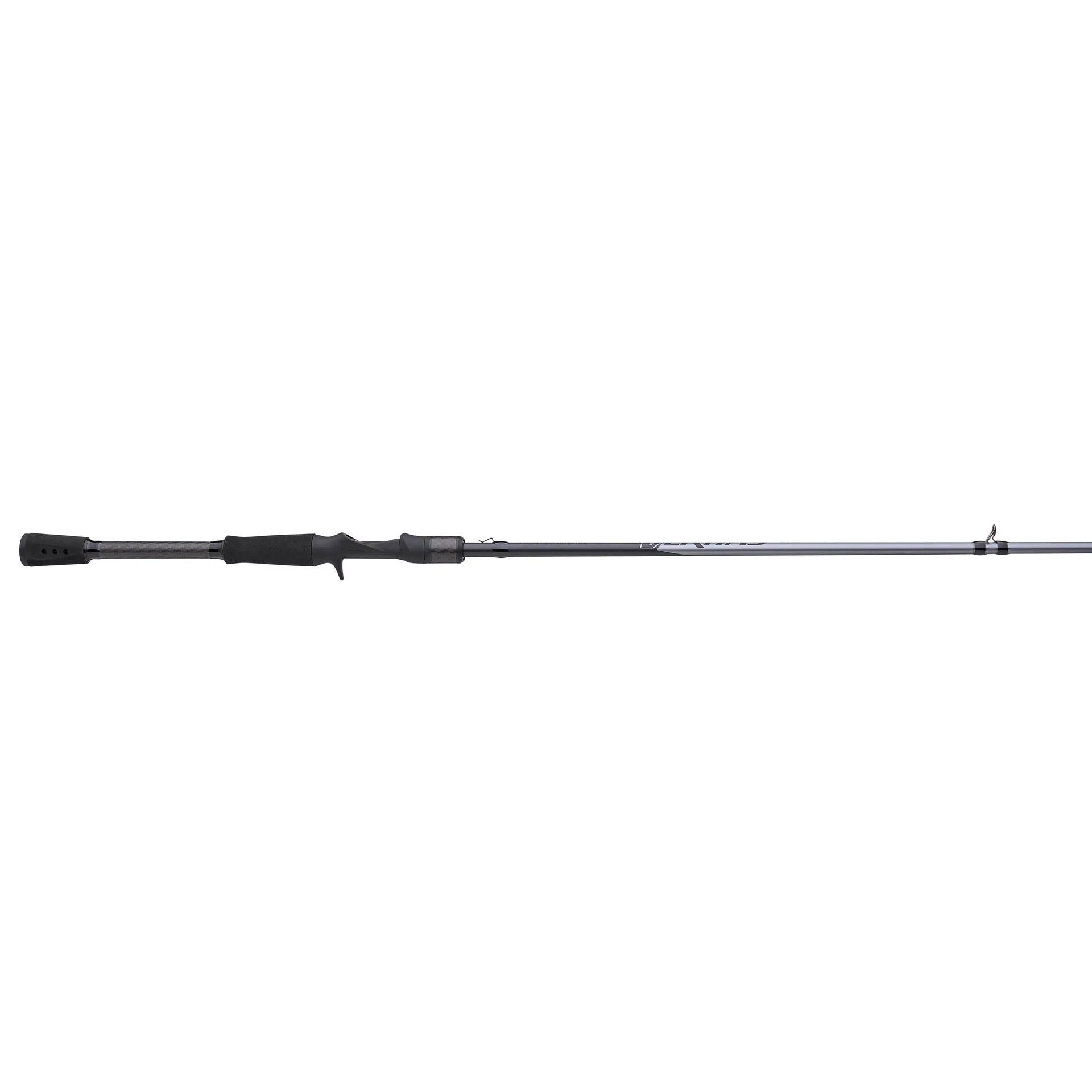 Black fishing rod on a white background