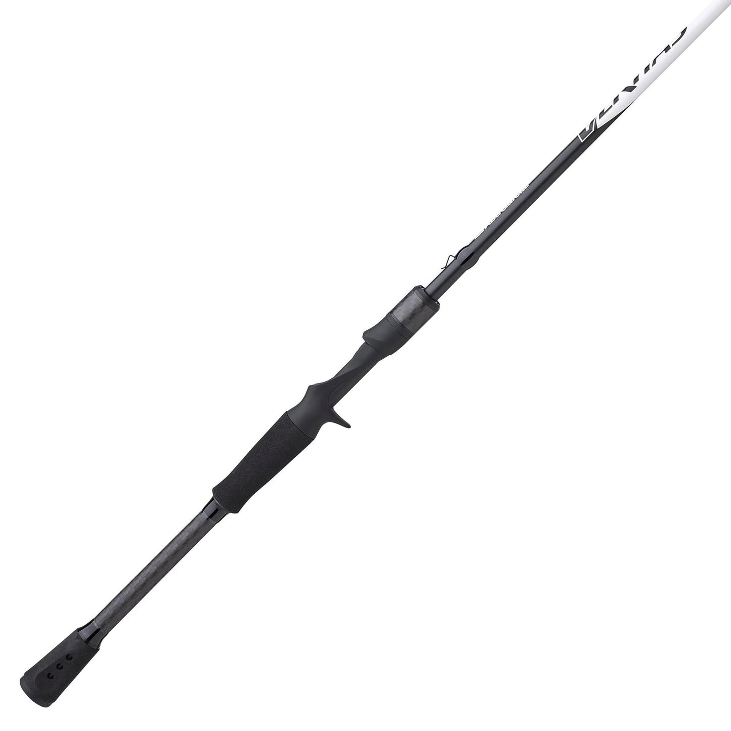 Fishing rod with black and white design on a white background