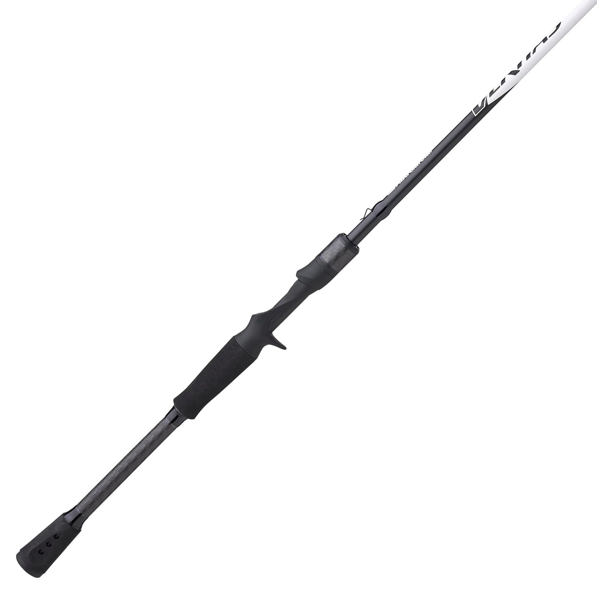 Fishing rod with black and white design on a white background