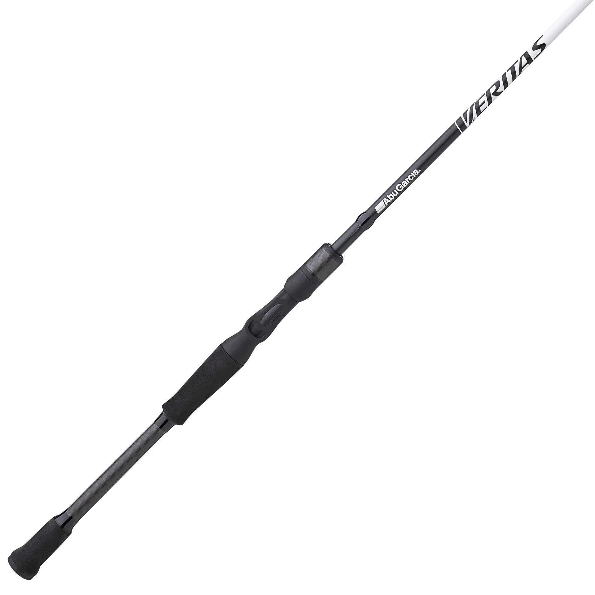 Fishing rod with black and white design on a white background