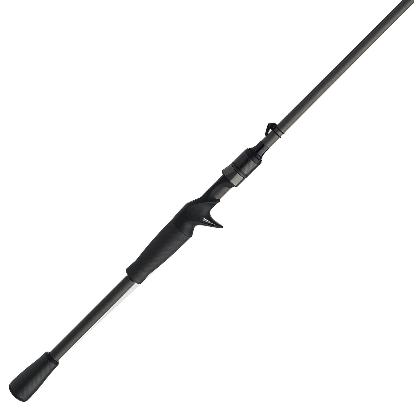 Black fishing rod on a white background