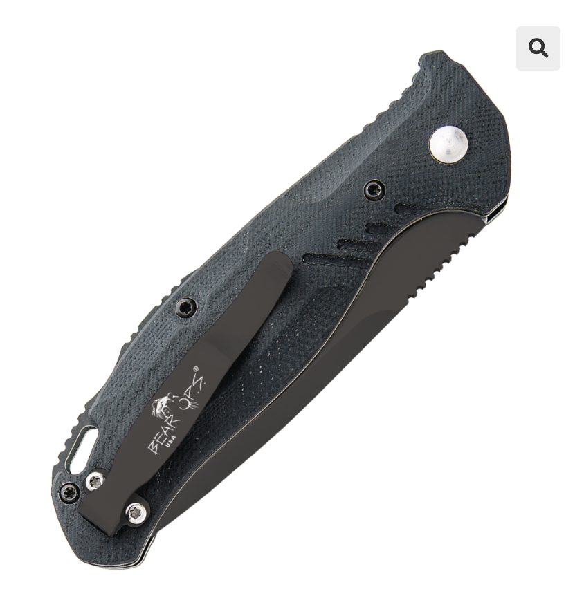 BEAR & SONS 4 1/4" BOLD ACTION XL BLACK G10 BLACK BLADE