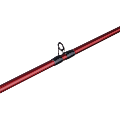 Red fishing rod on a white background