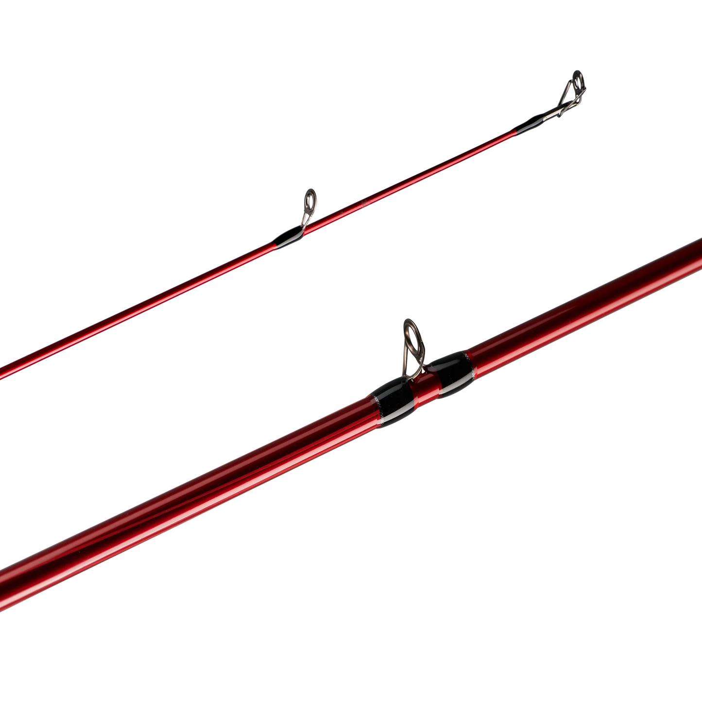 Red fishing rod on a white background