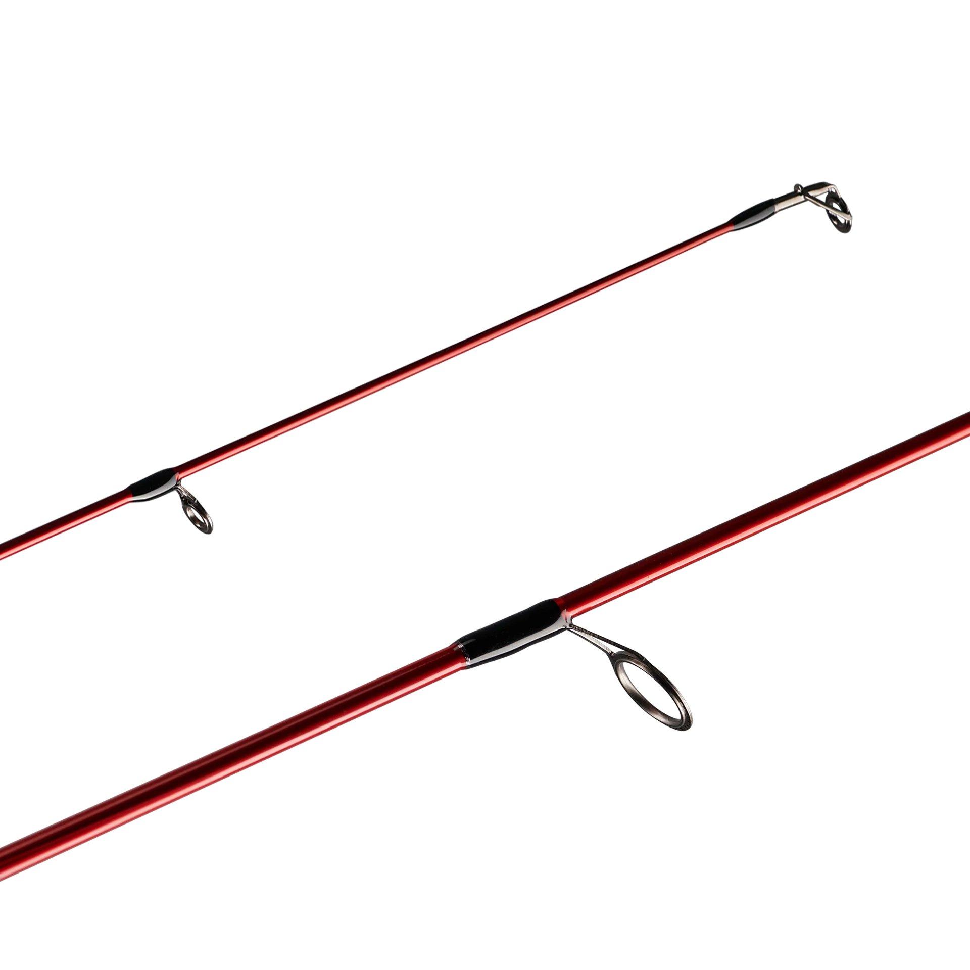 Red fishing rod on a white background