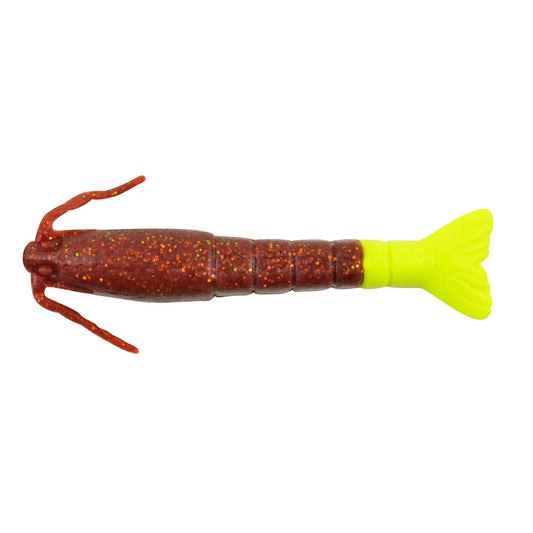 BERKLEY GULP! SALTWATER 3" SHRIMP ROOTBEER GOLD CHARTREUSE 6PK