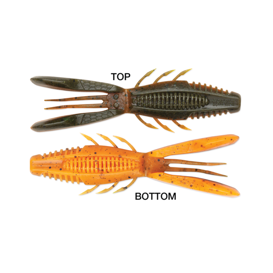 Two fishing lures, one brown and one orange, on a white background.