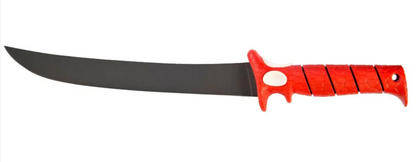 Knife with a red handle on a white background