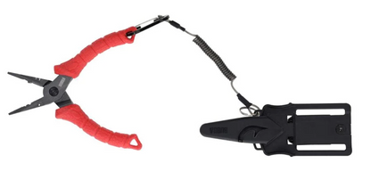 Red pliers with black sheath on a white background