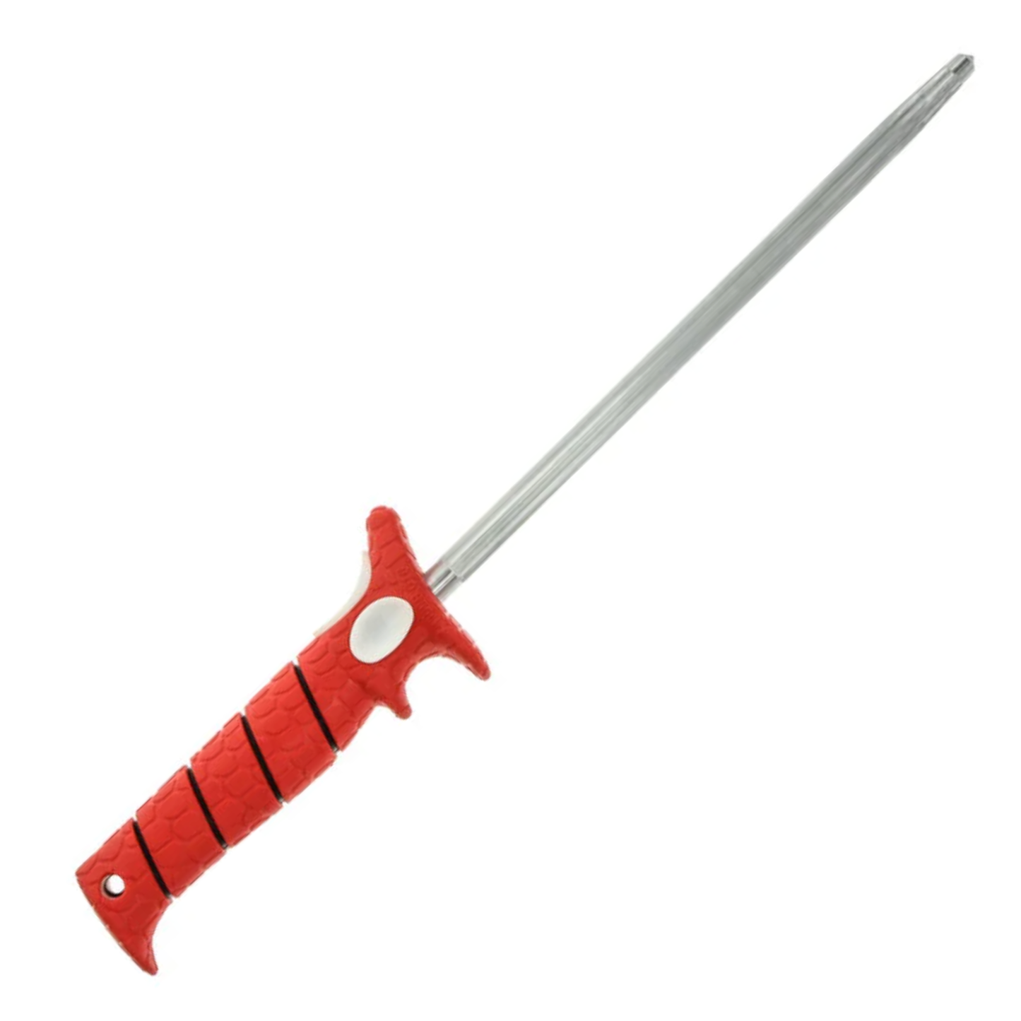Knife with a red handle on a white background