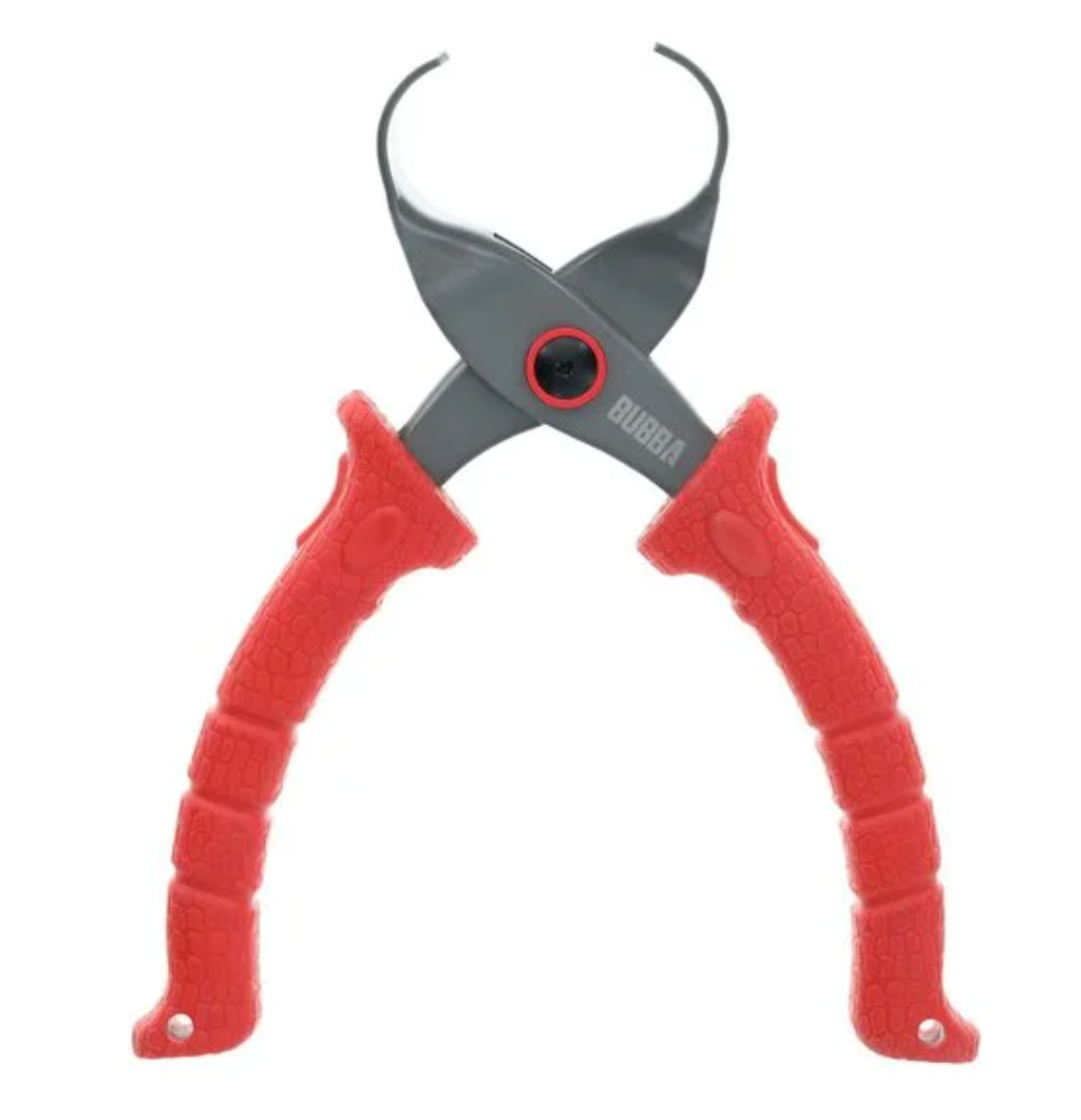 Gardening shears with red handles on a white background