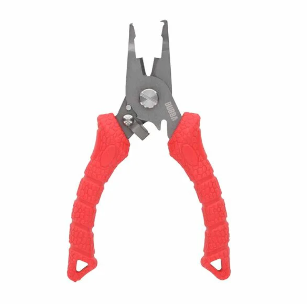 Pair of pliers with red handles on a white background