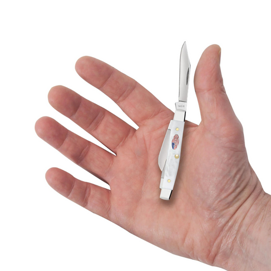 CASE SMALL STOCKMAN 2 5/8" 3 BLADE JIGGED ROUGH WHITE SYNTHETIC