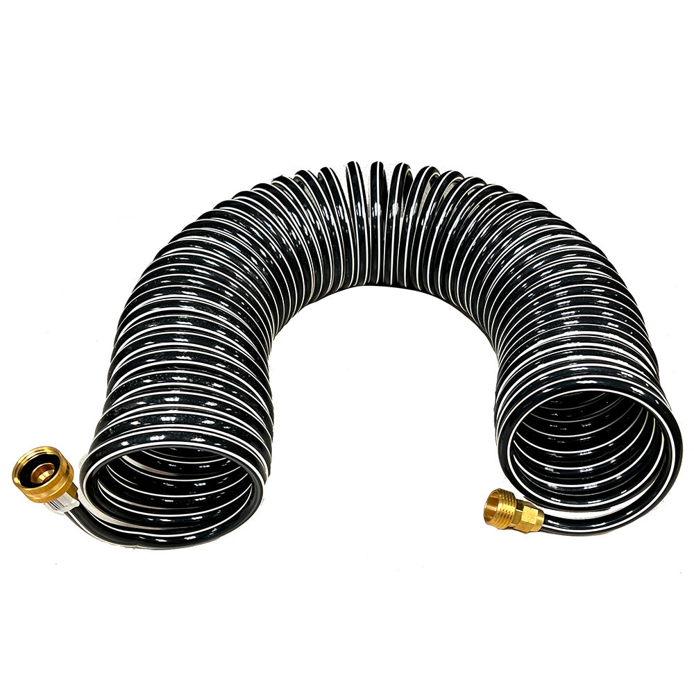 TRIDENT MARINE COILED WASH DOWN HOSE WITH BRASS FITTINGS 25'