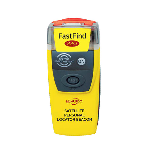 McMurdo FastFind 220™ Personal Locator Beacon (PLB) - Limited Battery Life (5 Years) Expires 2029MCMURDO FASTFIND 220™ PERSONAL LOCATOR BEACON (PLB) Front View