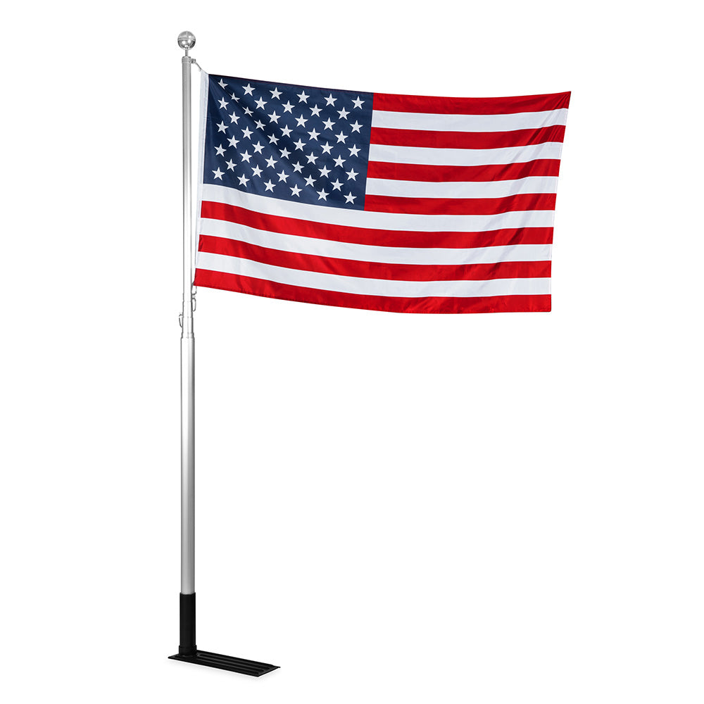 CAMCO 20' TELESCOPING CAMPER/RV FLAGPOLE W/BASE FOOT & U.S. FLAG