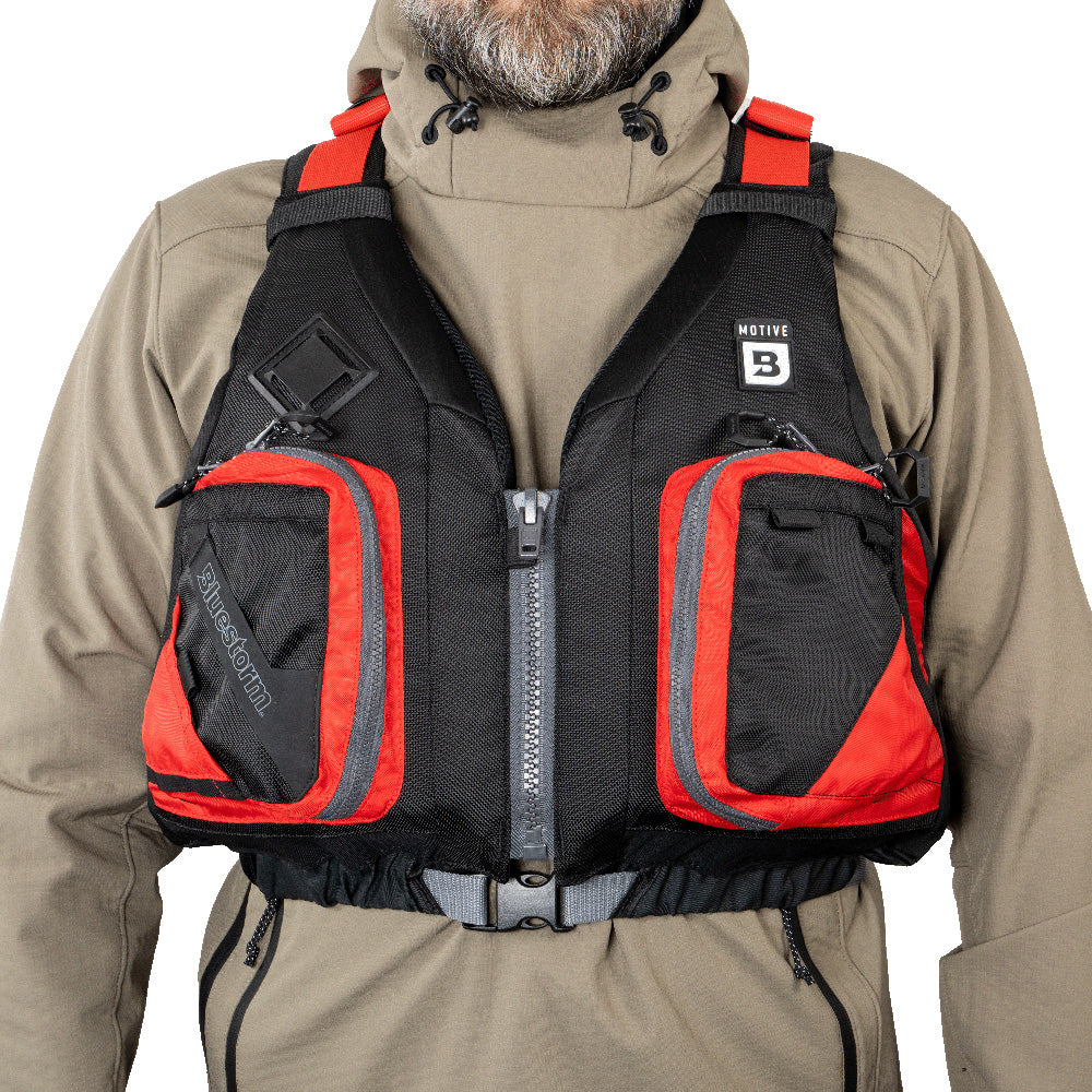 BLUESTORM MOTIVE KAYAK FISHING VEST - NITRO RED - S/M