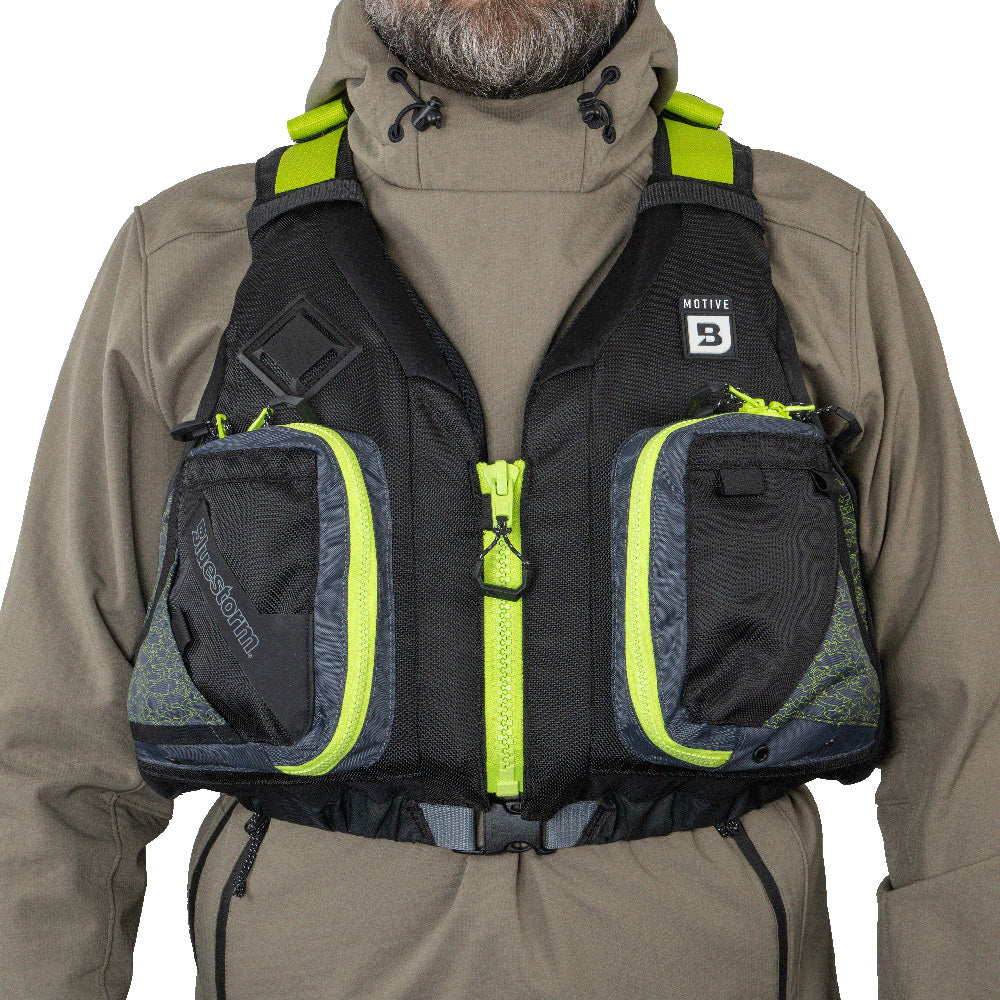 BLUESTORM MOTIVE KAYAK FISHING VEST - HI-VIS - S/M