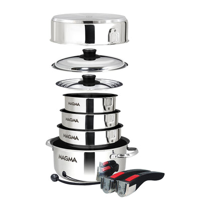 MAGMA 10 PIECE INDUCTION NON-STICK COOKWARE SET - STAINLESS STEEL