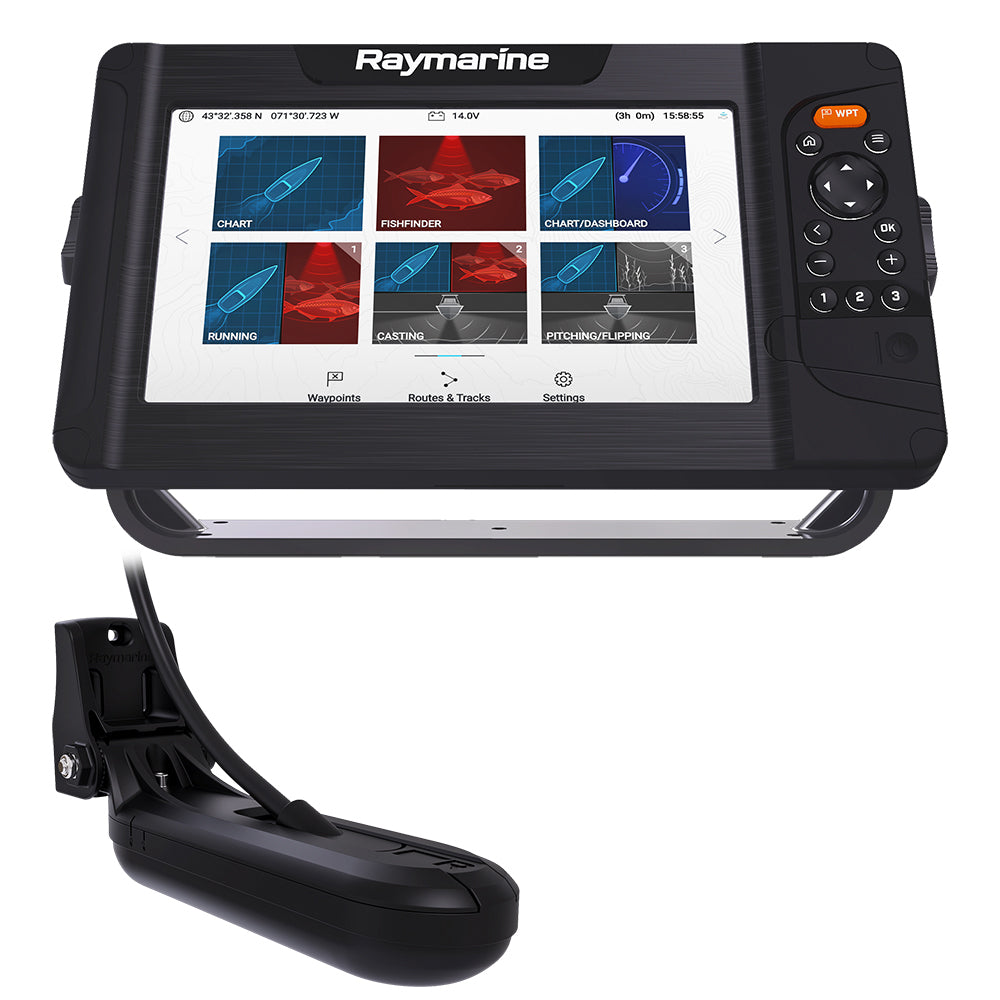 RAYMARINE ELEMENT 9 HV COMBO W/HV-100 TRANSOM MOUNT TRANSDUCER & LIGHTHOUSE NORTH AMERICA CHART