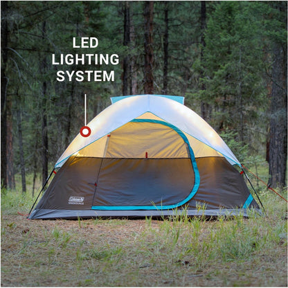 COLEMAN ONESOURCE RECHARGEABLE 4-PERSON CAMPING DOME TENT W/AIRFLOW SYSTEM & LED LIGHTING