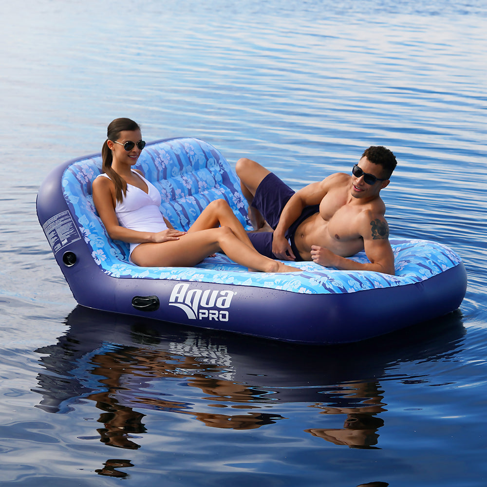 AQUA LEISURE ULTRA CUSHIONED COMFORT LOUNGE HAWAIIAN WAVE PRINT - 2-PERSON