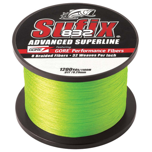 SUFIX 832® ADVANCED SUPERLINE® BRAID - 10LB - NEON LIME - 1200 YDS