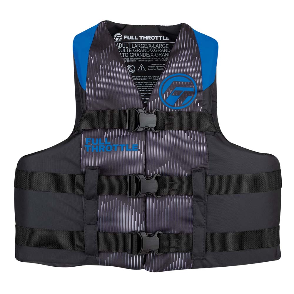 FULL THROTTLE ADULT NYLON LIFE JACKET - 2XL/4XL - BLUE/BLACK