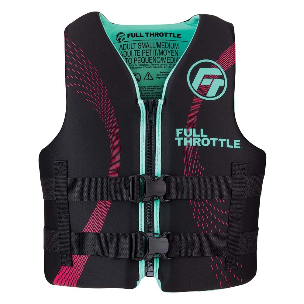 FULL THROTTLE ADULT RAPID-DRY LIFE JACKET - L/XL - AQUA/BLACK