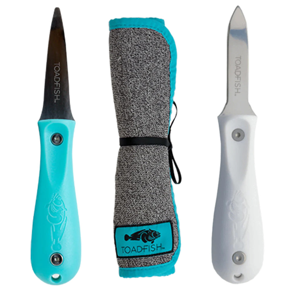 TOADFISH-SHUCKERS-BUNDLE-PUT-EM-BACK-OYSTER-KNIFE-PROFESSIONAL-OYSTER-KNIFE-CUT-PROOF-SHUCKING-CLOTH