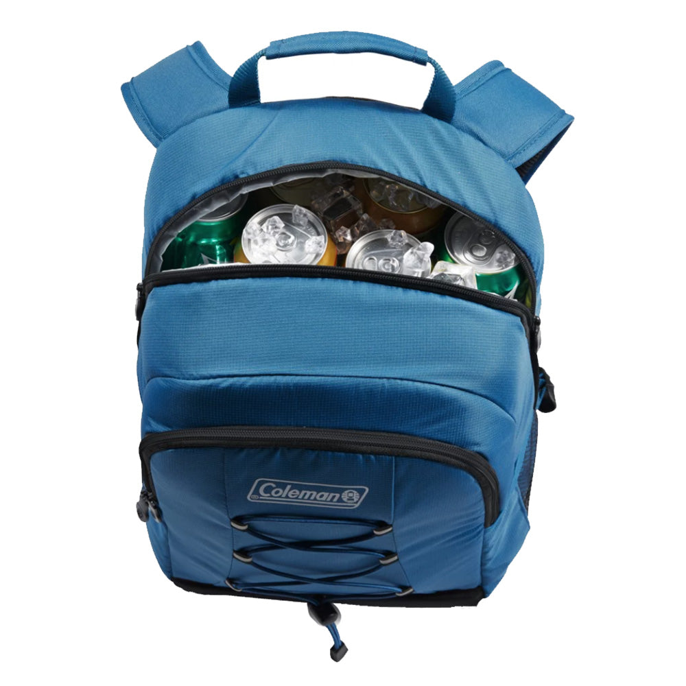 COLEMAN CHILLER 28-CAN SOFT-SIDED BACKPACK COOLER - DEEP OCEAN