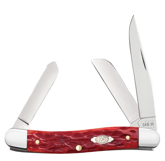 CASE STOCKMAN MEDIUM 3 BLADE 3.5" RED BONE