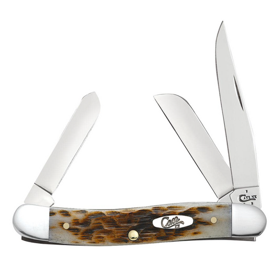 CASE STOCKMAN MEDIUM 3 BLADE 3.5" AMBER BONE