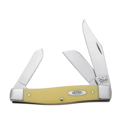 CASE STOCKMAN LARGE 3 BLADE 4 1/4" YELLOW SYNTHETIC