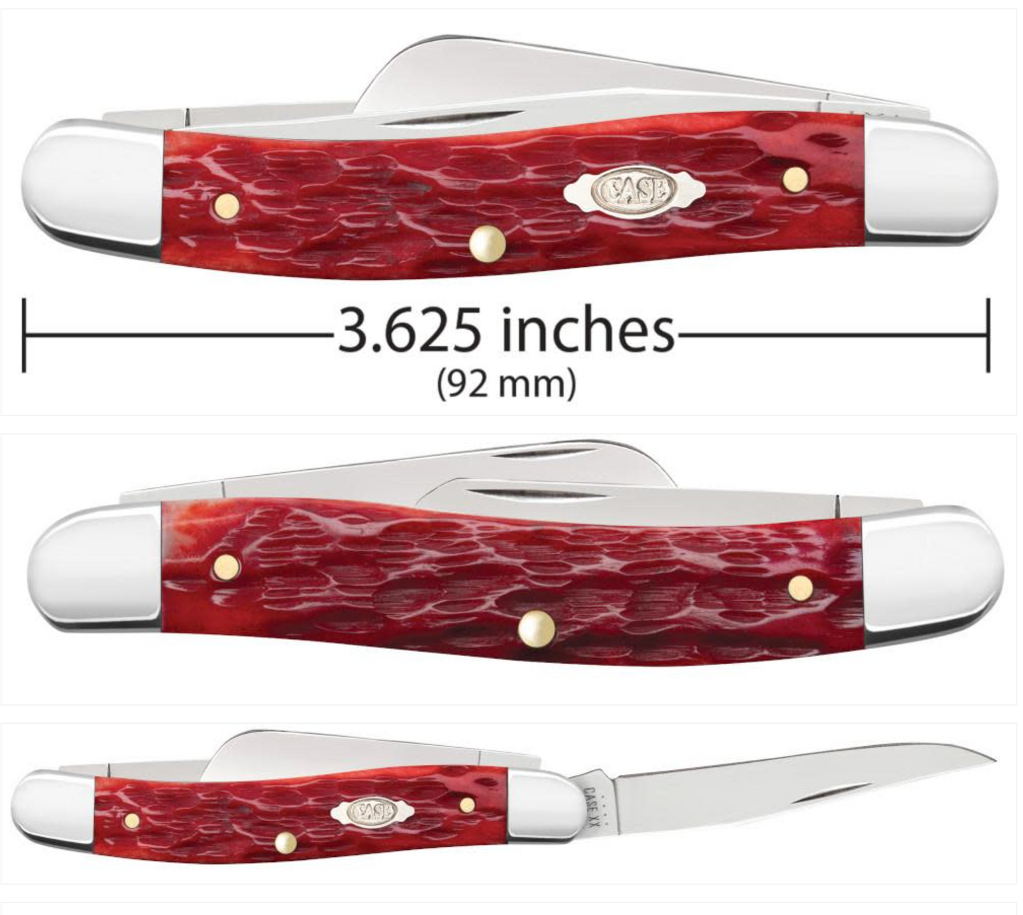 CASE STOCKMAN MEDIUM 4 5/8" 3 BLADE DARK RED BONE