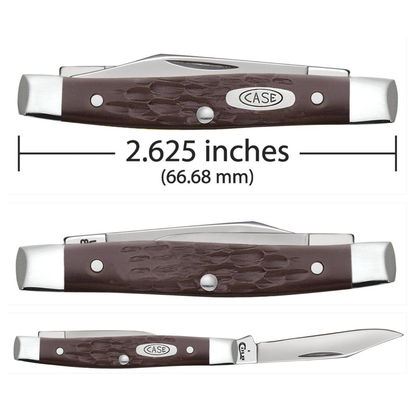 Case knife with measurements on a white background