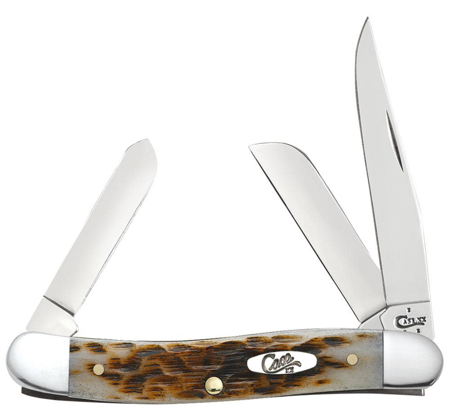 CASE STOCKMAN MEDIUM 3 BLADE 3 1/2" AMBER BONE