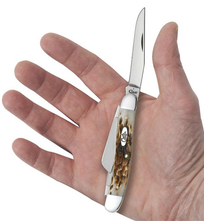 CASE STOCKMAN MEDIUM 3 BLADE 3 1/2" AMBER BONE