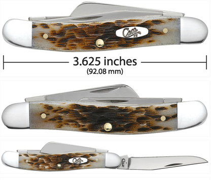 CASE STOCKMAN MEDIUM 3 BLADE 3 1/2" AMBER BONE
