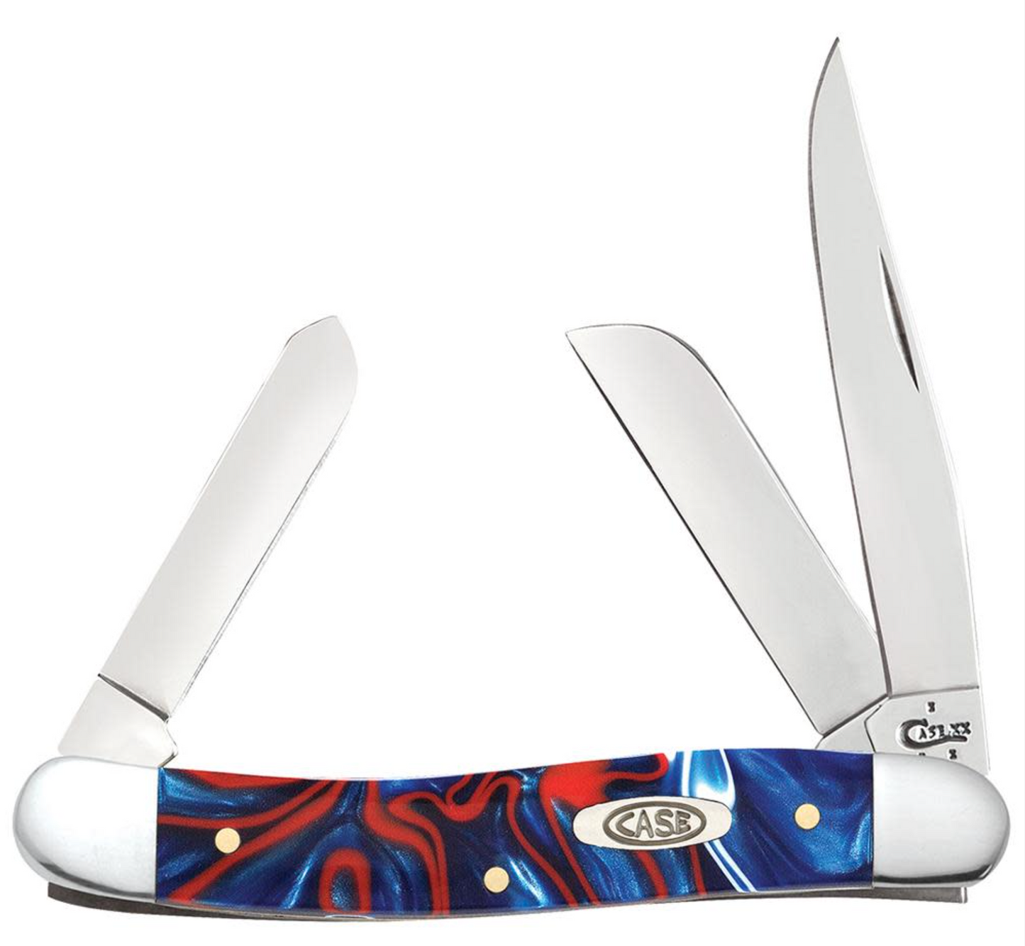 Cass knife with a colorful handle on a white background