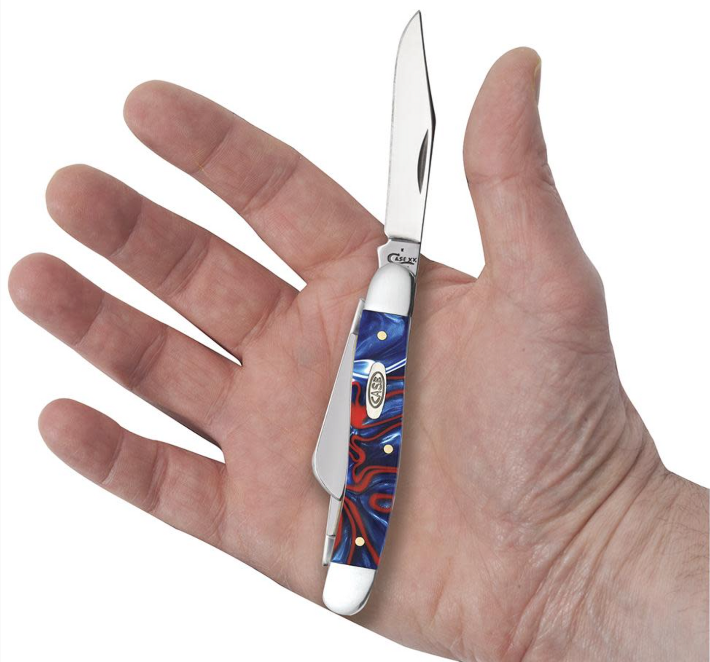 CASE STOCKMAN MEDIUM 3 BLADE 3 5/8" PATRIOTIC KIRINITE