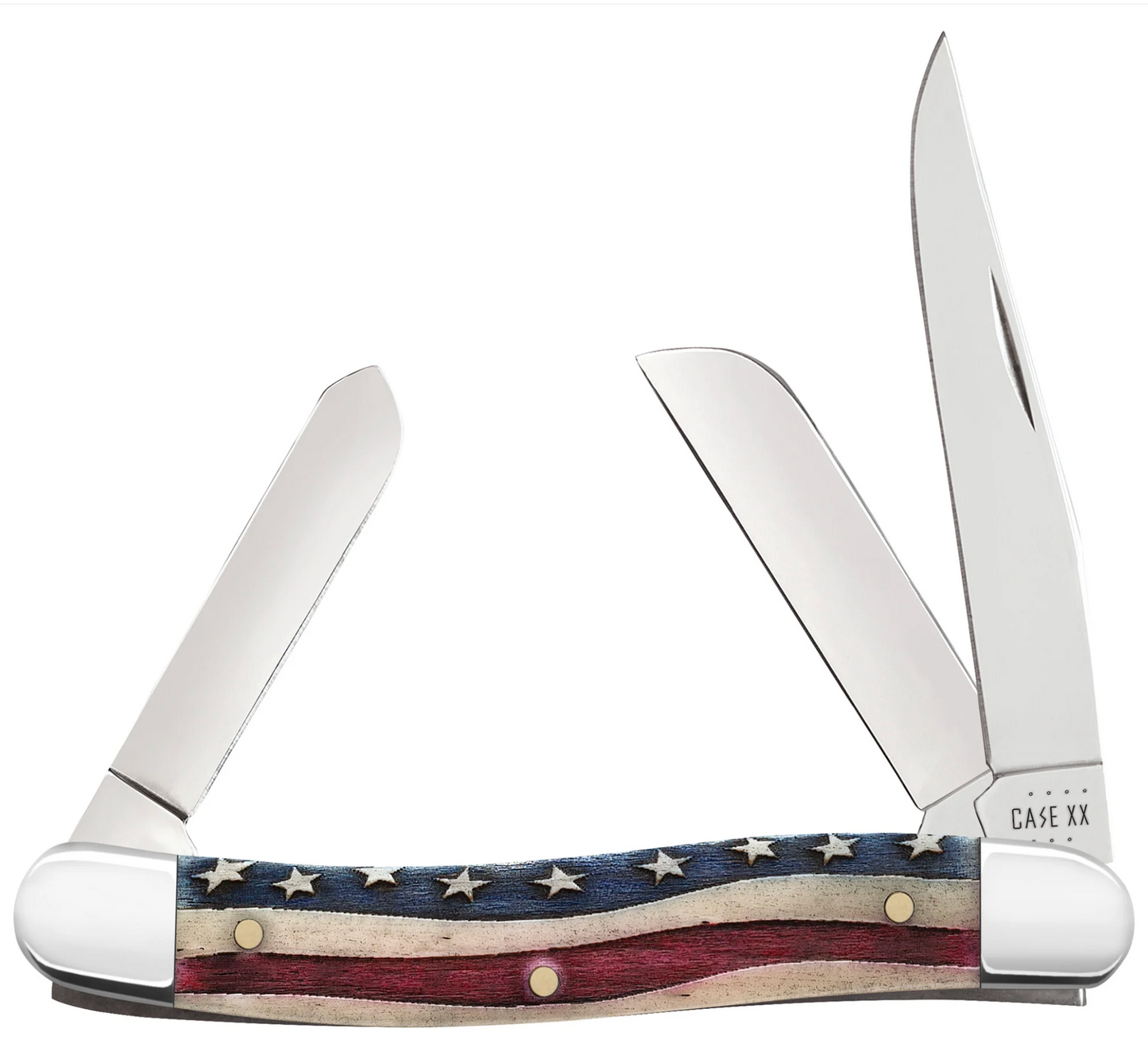 CASE STOCKMAN MEDIUM 3 BLADE 3 5/8" STAR SPANGLED