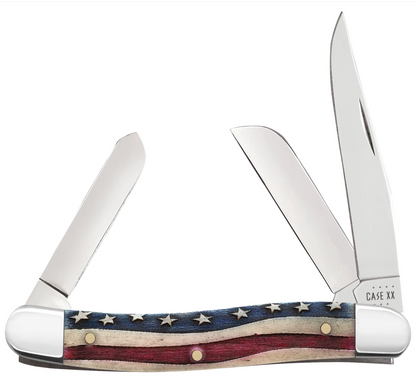 CASE STOCKMAN MEDIUM 3 BLADE 3 5/8" STAR SPANGLED