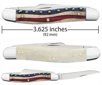CASE STOCKMAN MEDIUM 3 BLADE 3 5/8" STAR SPANGLED