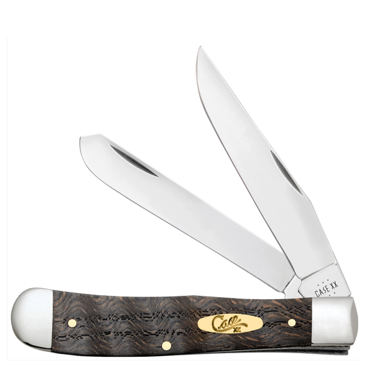 Trapper knife with wooden handle and Case logo on a white background