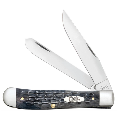 Trapper knife with a dark handle on a white background